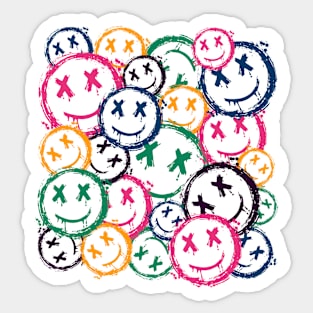 Grunge Smiley Faces Vintage Graffiti Street Art Smiles Sticker